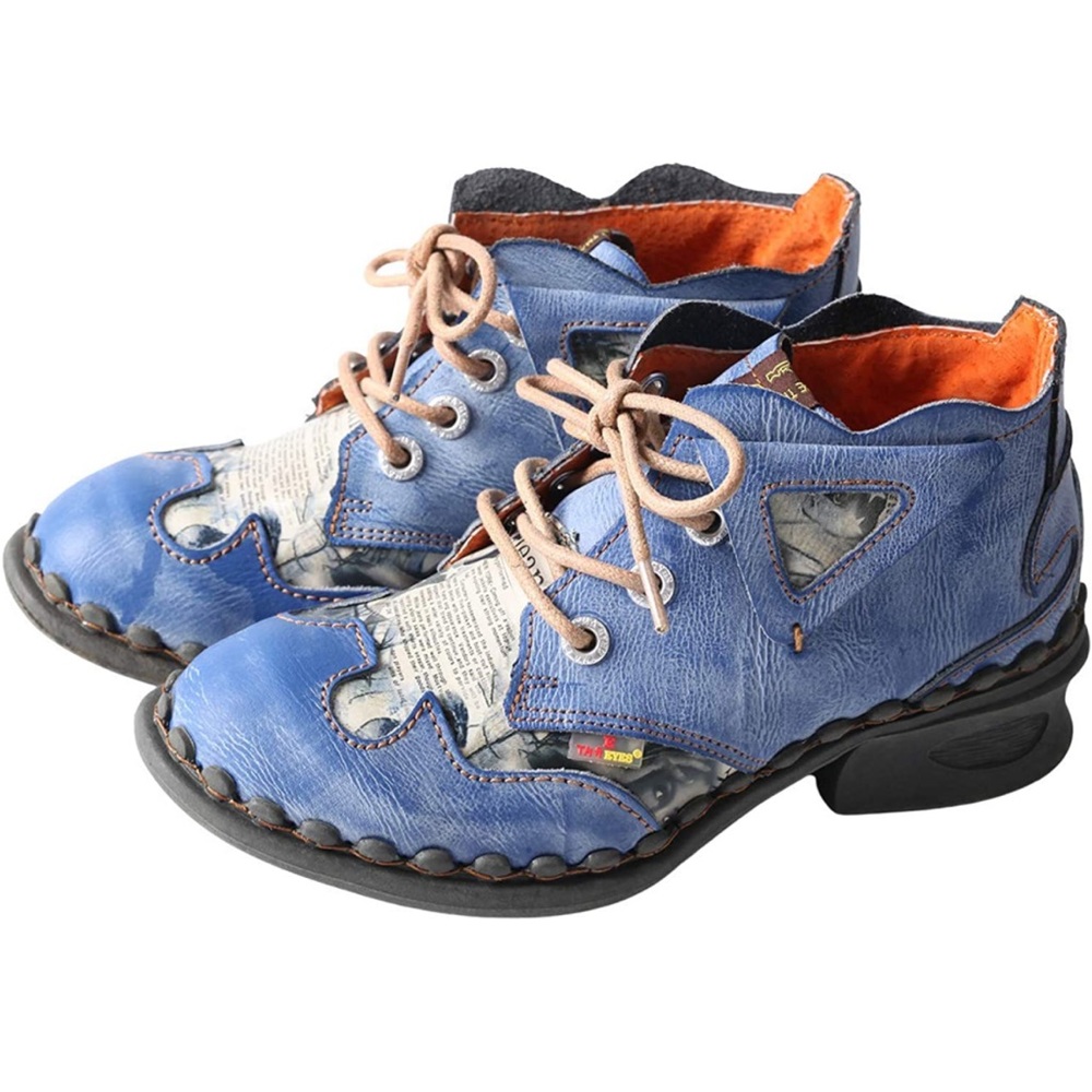 Stylish Blue Ankle Boots with Cutout Design